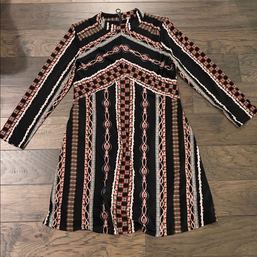 New With Tags Free People Stella Print Long Sleeve Dress Sz L - Picture 5 of 10